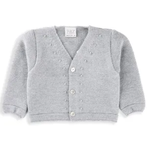 Cozy Knit Grey Wool Baby Cardigan