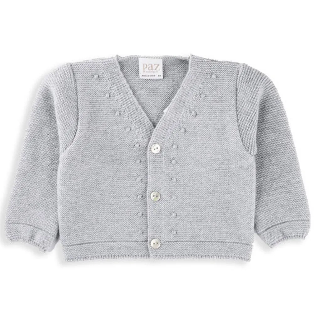 Cozy Knit Grey Wool Baby Cardigan