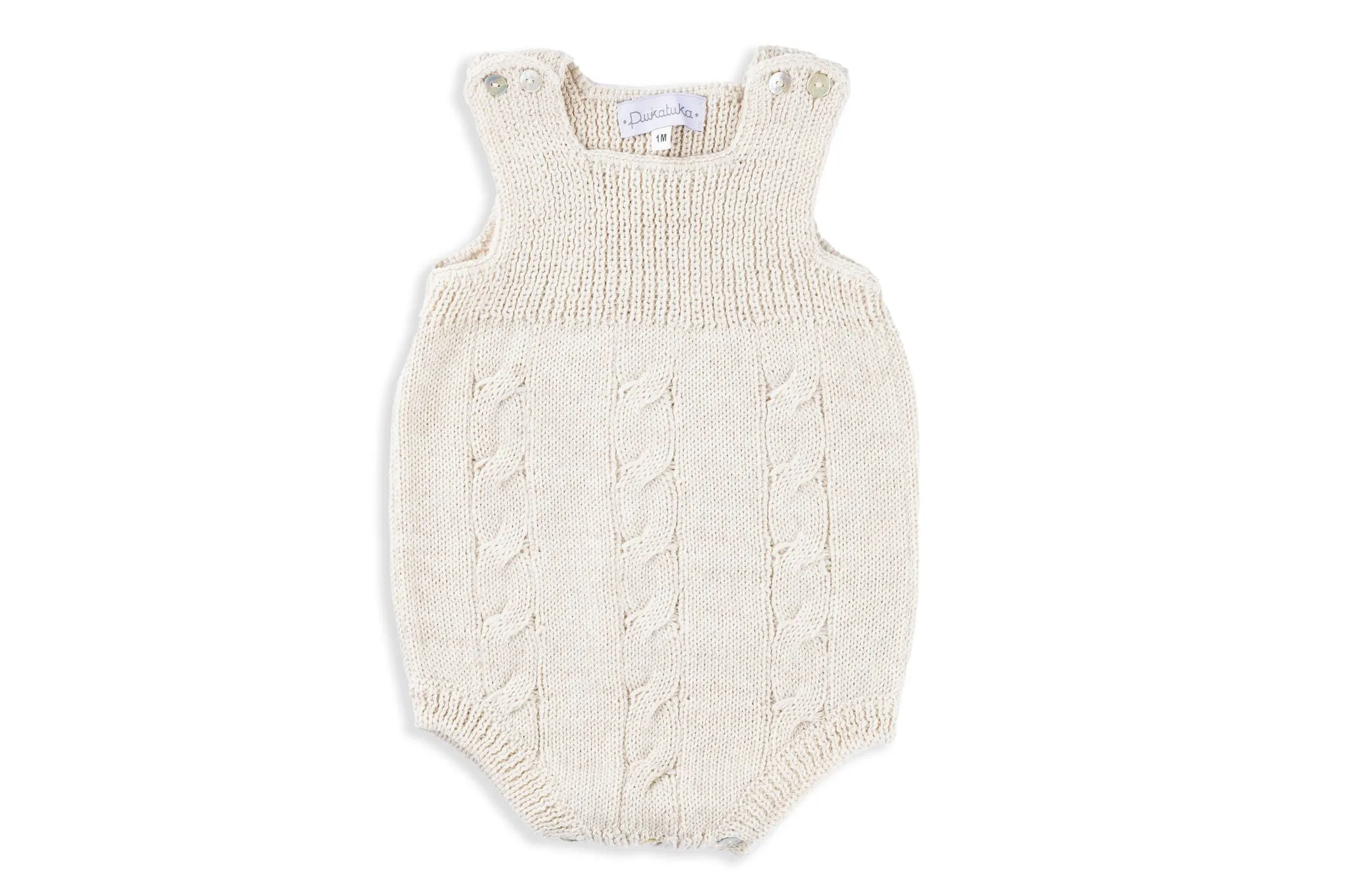 Cozy Sand Unisex Wool Cable Detail Baby Romper