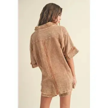 Double Gauze Button Down Shirt | Toffee