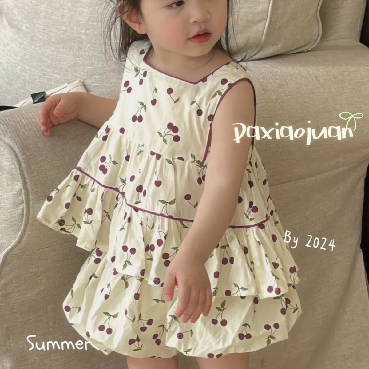 DXJ Girl Summer Cherry Blossom Tiered Set