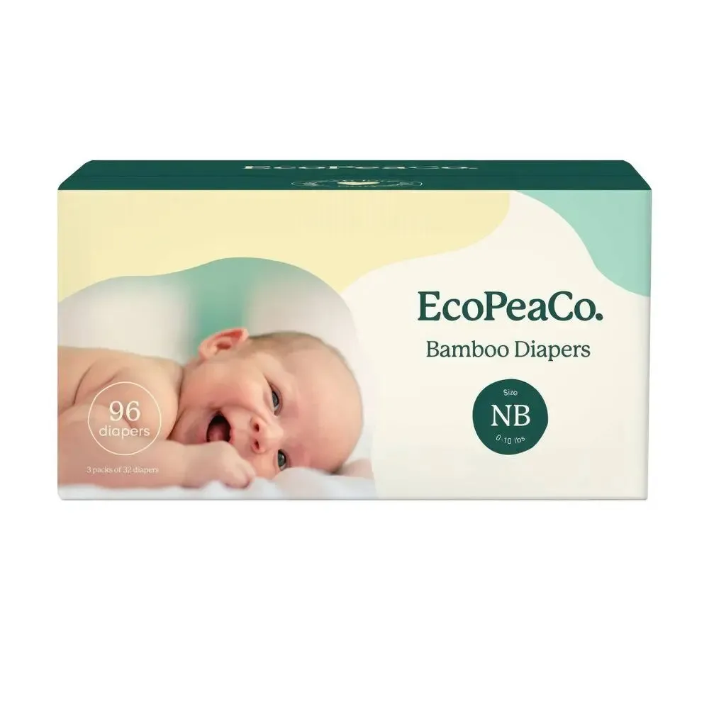 EcoPeaCo Bamboo Diapers for Sensitive Skin - Newborn - 96ct