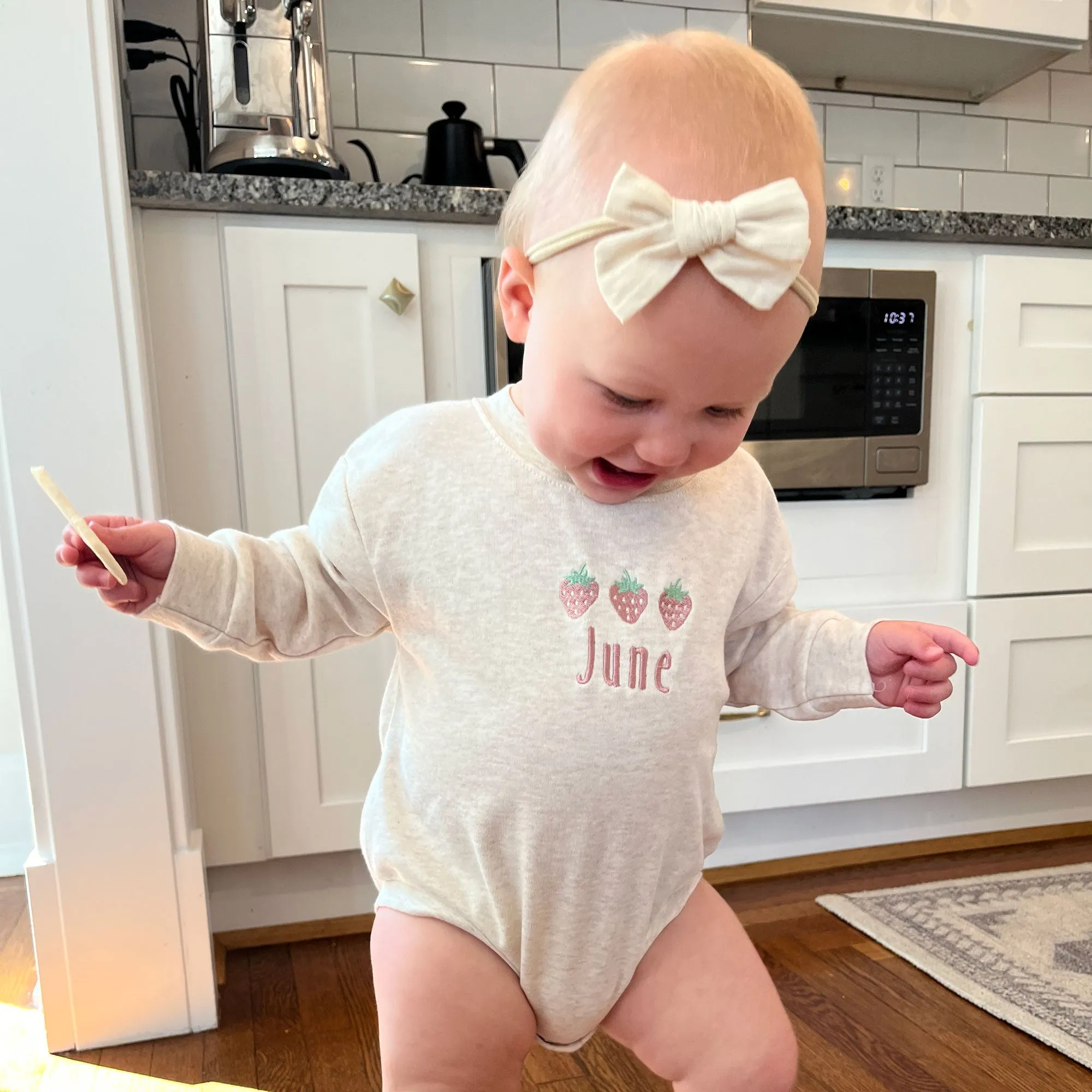 Embroidered Strawberry Leighton Bubble Romper