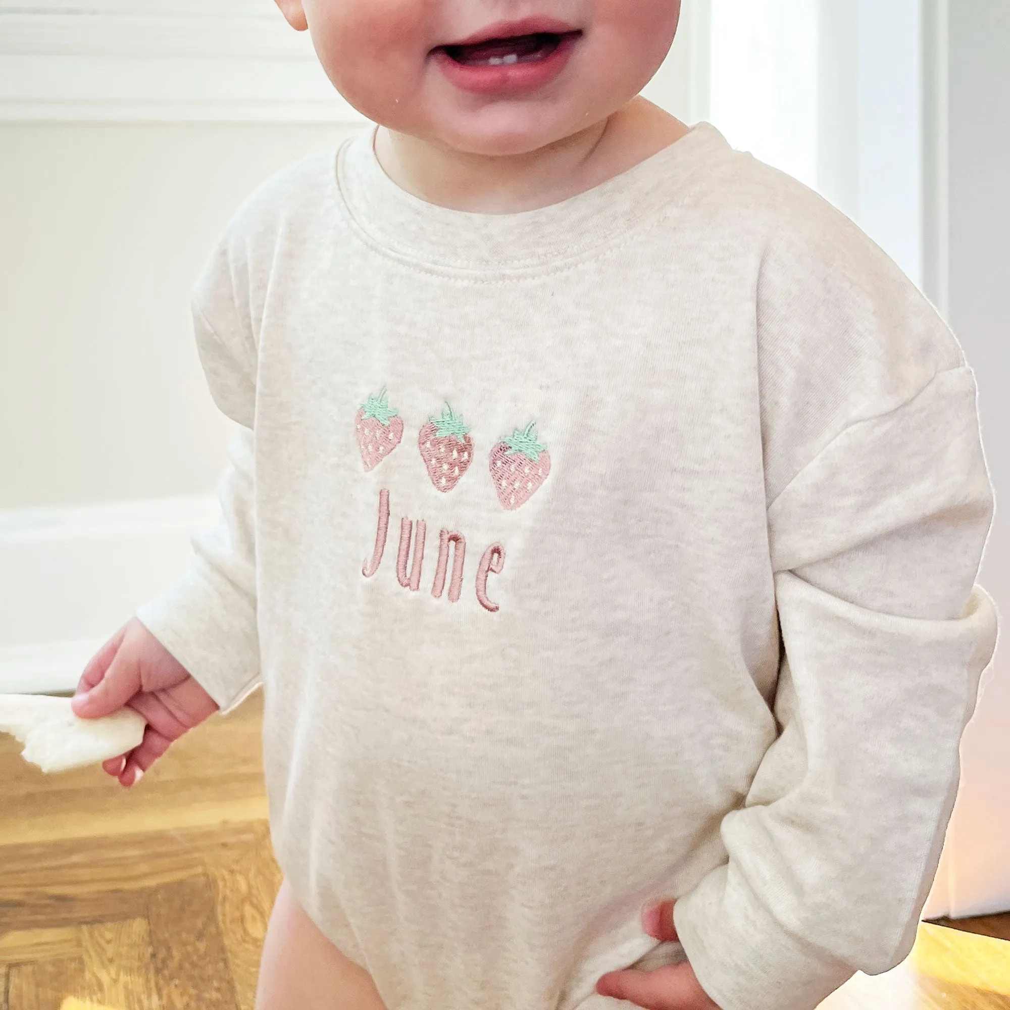 Embroidered Strawberry Leighton Bubble Romper