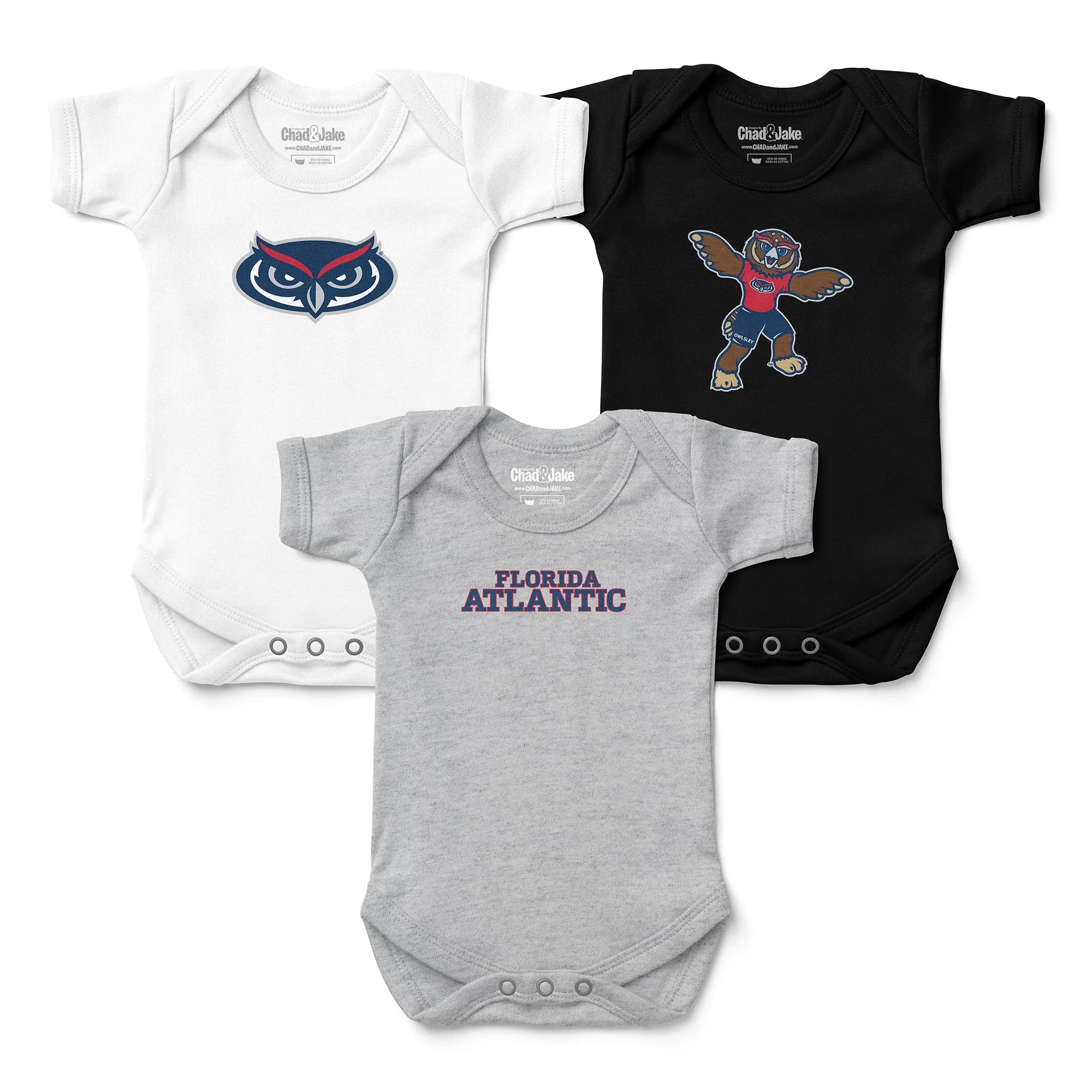 FAU Owls 3-Pack Bodysuits