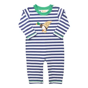 Flying Mallard Romper- Navy/White Stripe