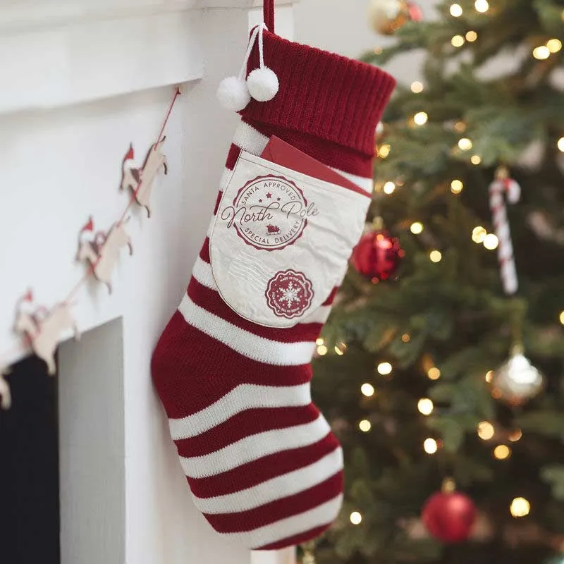 Ginger Ray Red and White Knitted Stocking For Baby