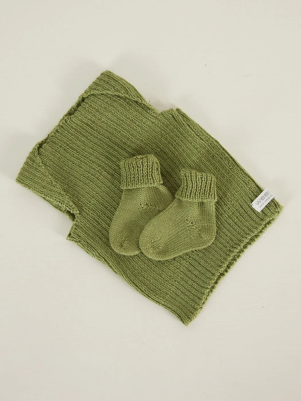 Hand Knitted Vest & Socks Set | Moss 0-3 Months