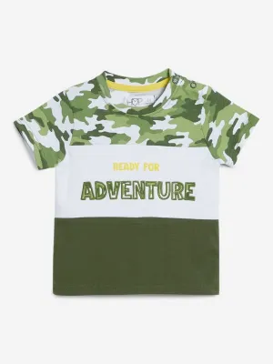 HOP Baby Olive Camouflage Colour-Block T-Shirt