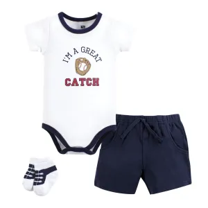 Hudson Baby Bodysuit, Short and Sock, Great Catch Baseball