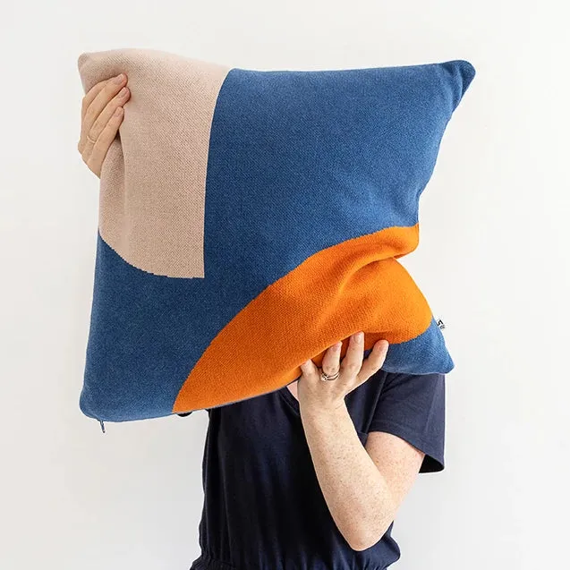 Ilo Cushion | Blue, Blush, Burnt Orange | Cotton & Duck Feather | by Sophie Home