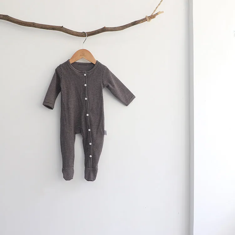 Kids Single-breasted Striped Socks Baby Jumpsuit Long Sleeve suit Clothes Boy