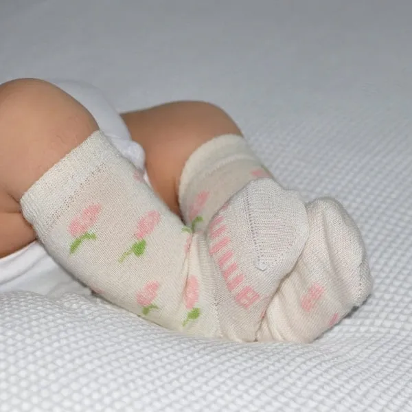 Lamington New Born Merino Wool Socks Rosie Off White