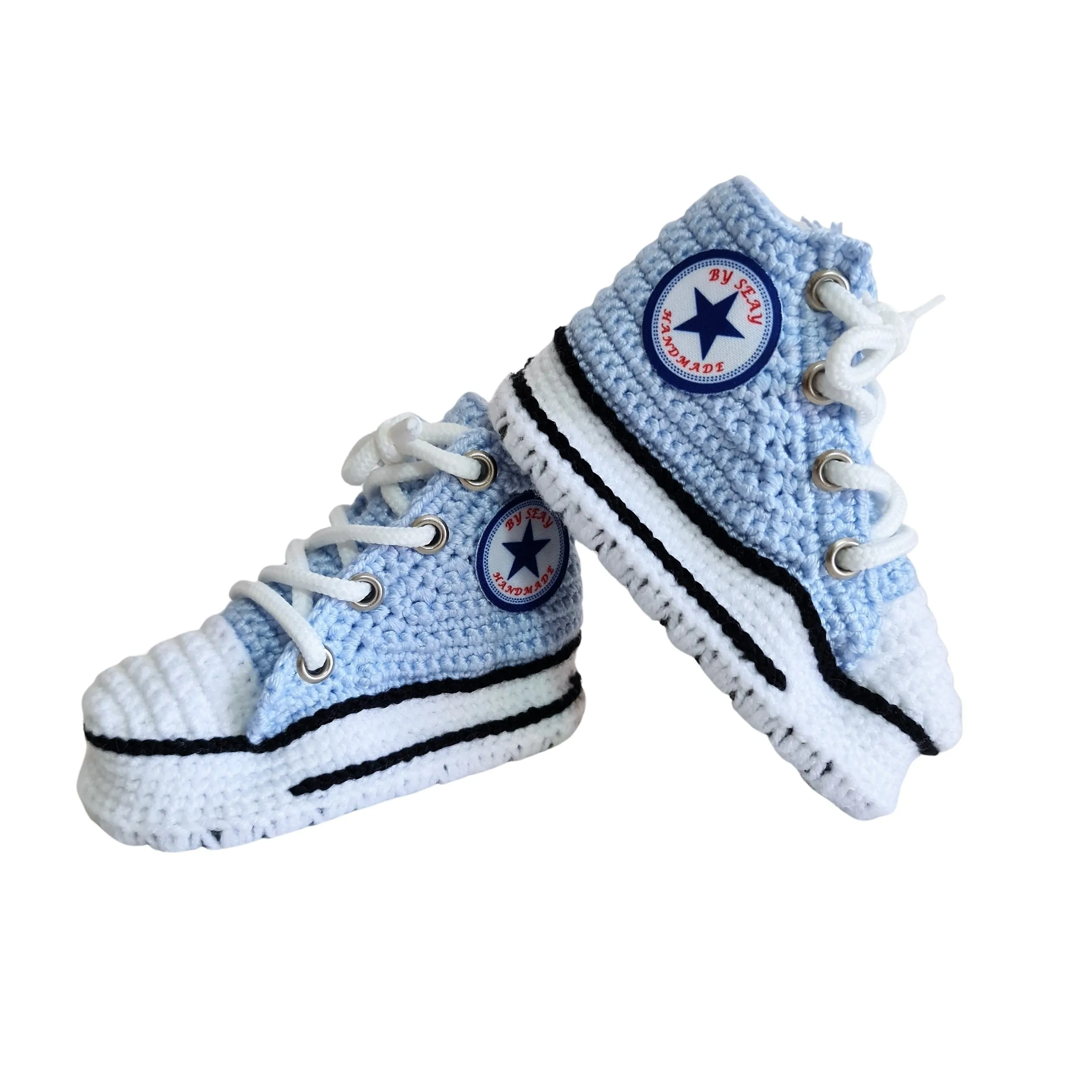 Light Blue Baby Booties Natural Cotton Slippers Sneakers Booties