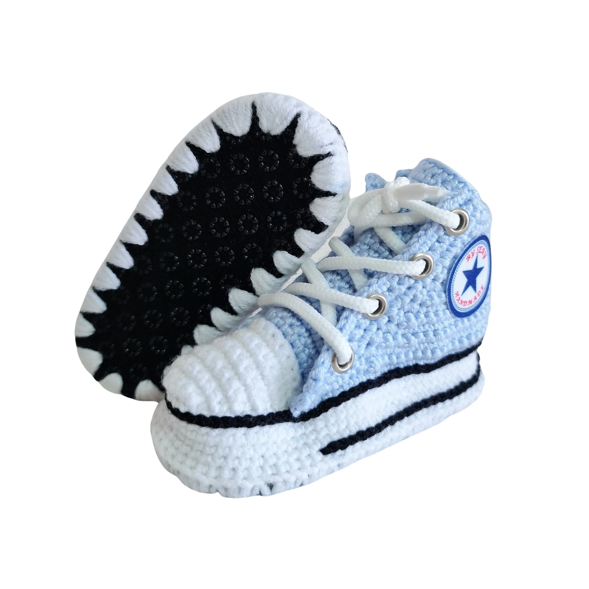 Light Blue Baby Booties Natural Cotton Slippers Sneakers Booties