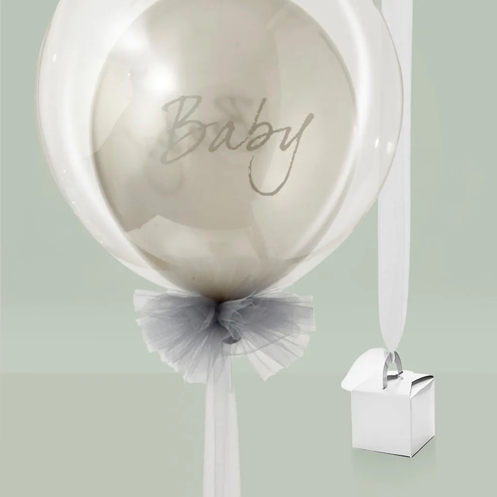 Luxury Rose Baby Clothes Bouquet, Balloon and Personalised Bunny, White