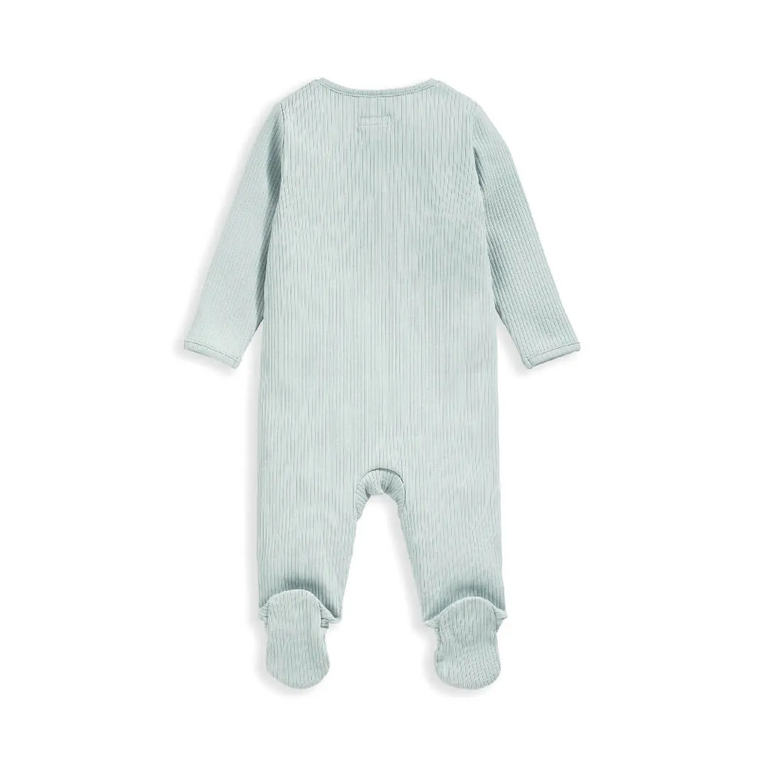 Mamas and Papas Organic Cotton Ribbed Onesie with Zip - Blue