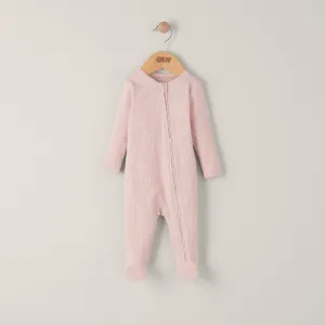 Mamas and Papas Organic Cotton Ribbed Onesie with Zip - Pink