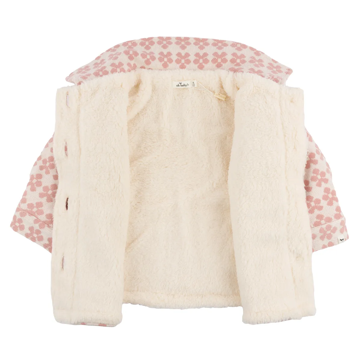 Mod Flowers Shacket w/Cream Snowdrift Lining- Blush