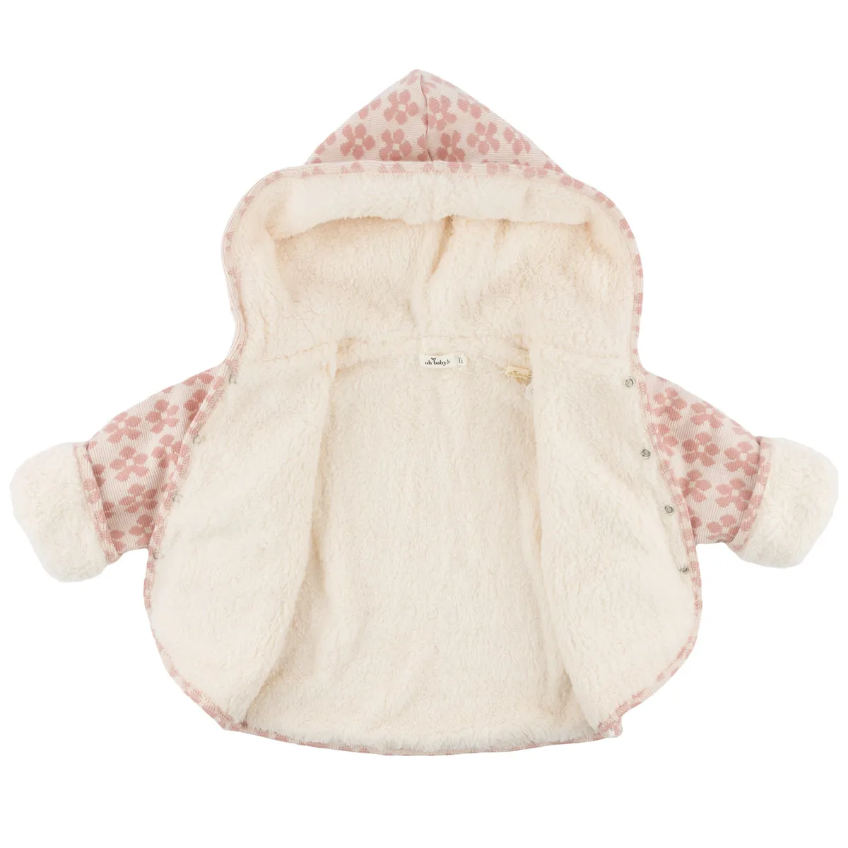 Mod Flowers Winter Snowdrift Hoodie Cream Lining- Blush