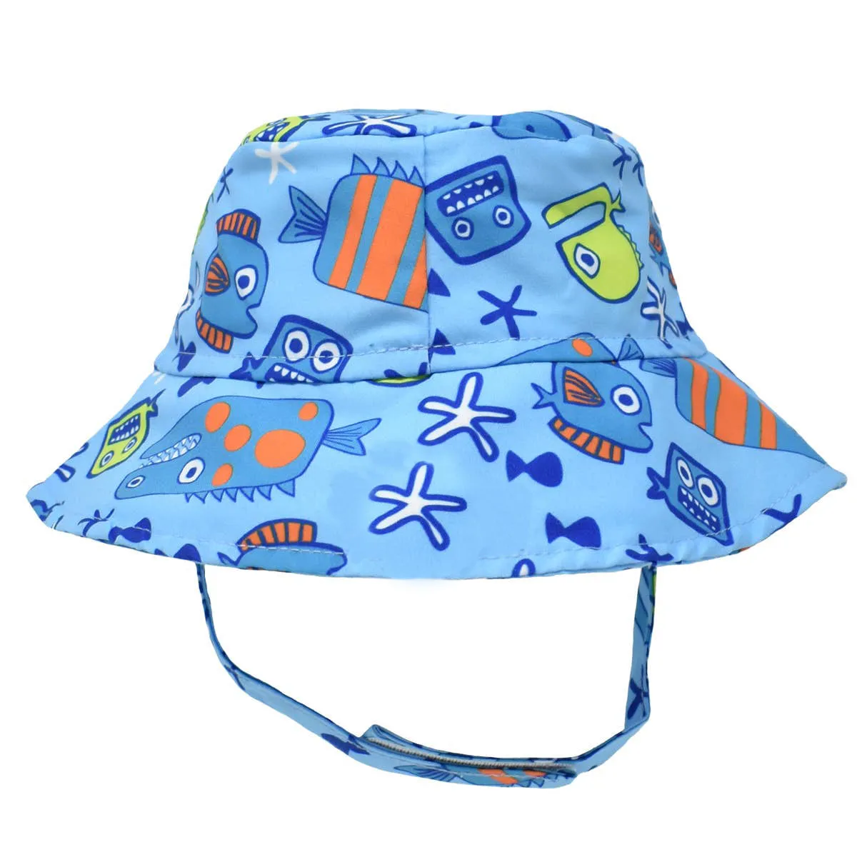 Monster Fish Blue Boys Bucket Sun Hat - Baby and Toddler Boy Sun Hat Infant Hat Newborn Summer Hat