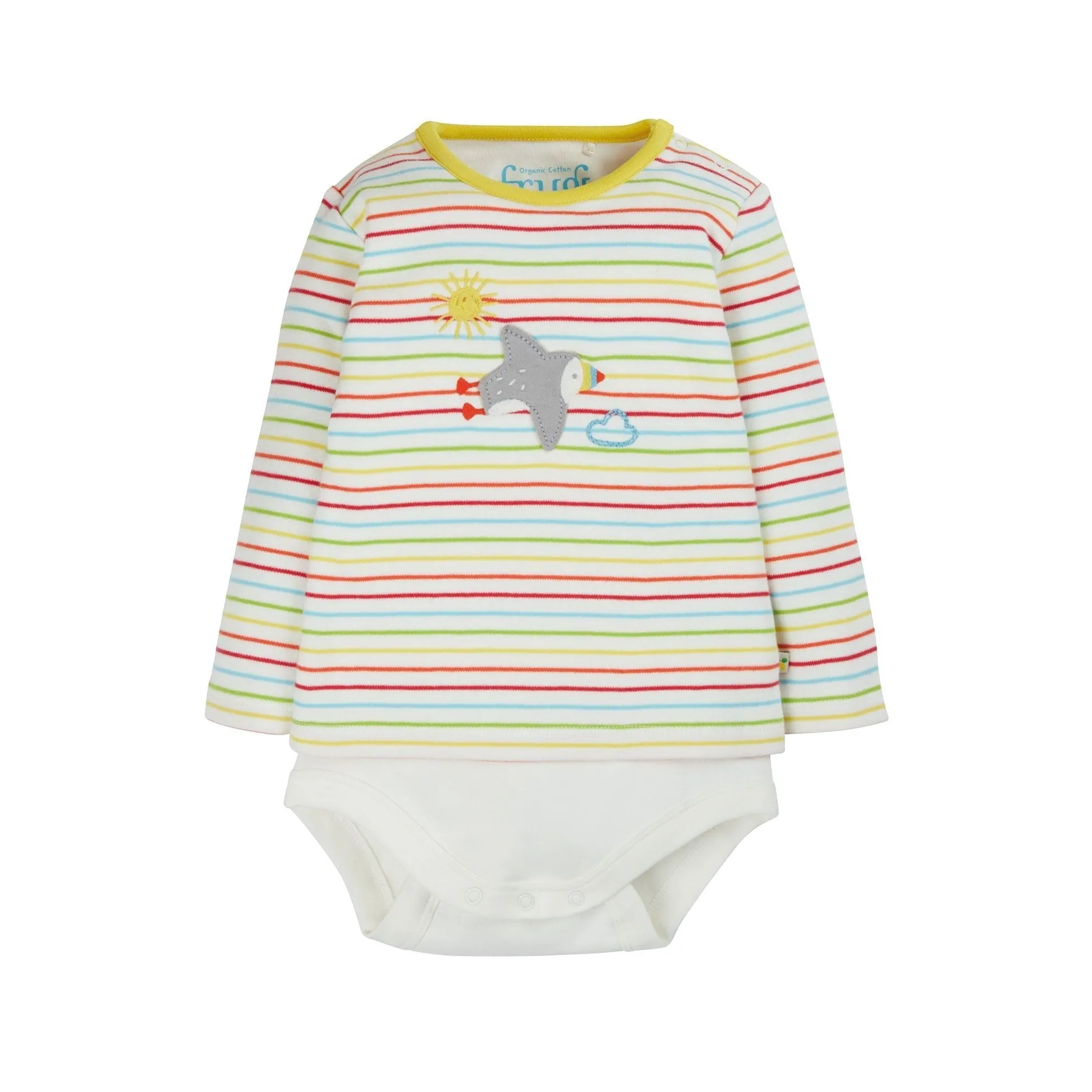 Multi Stripe / Puffin Poppet 2 in 1 Long Sleeve Onesie - 1 Left Size 12-18 months