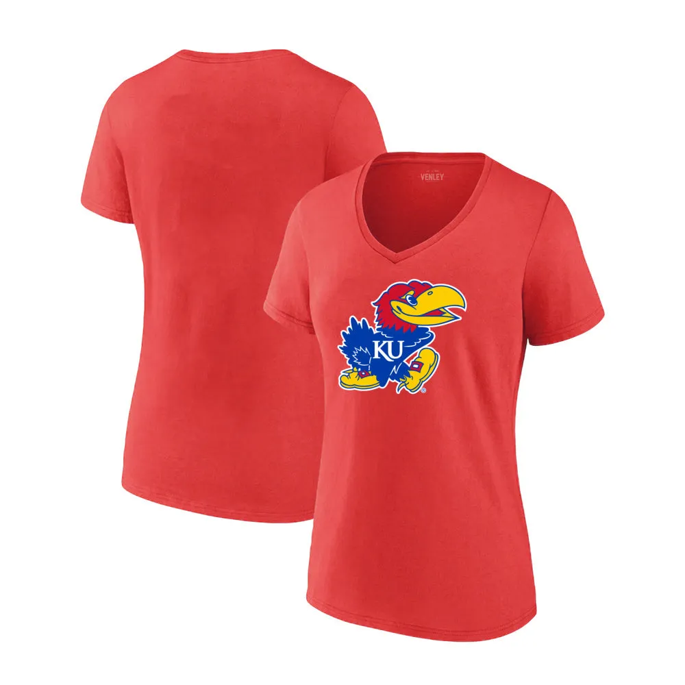 NCAA Kansas Jayhawks RYLKS06 Premium Womens Ideal V Neck T-Shirt