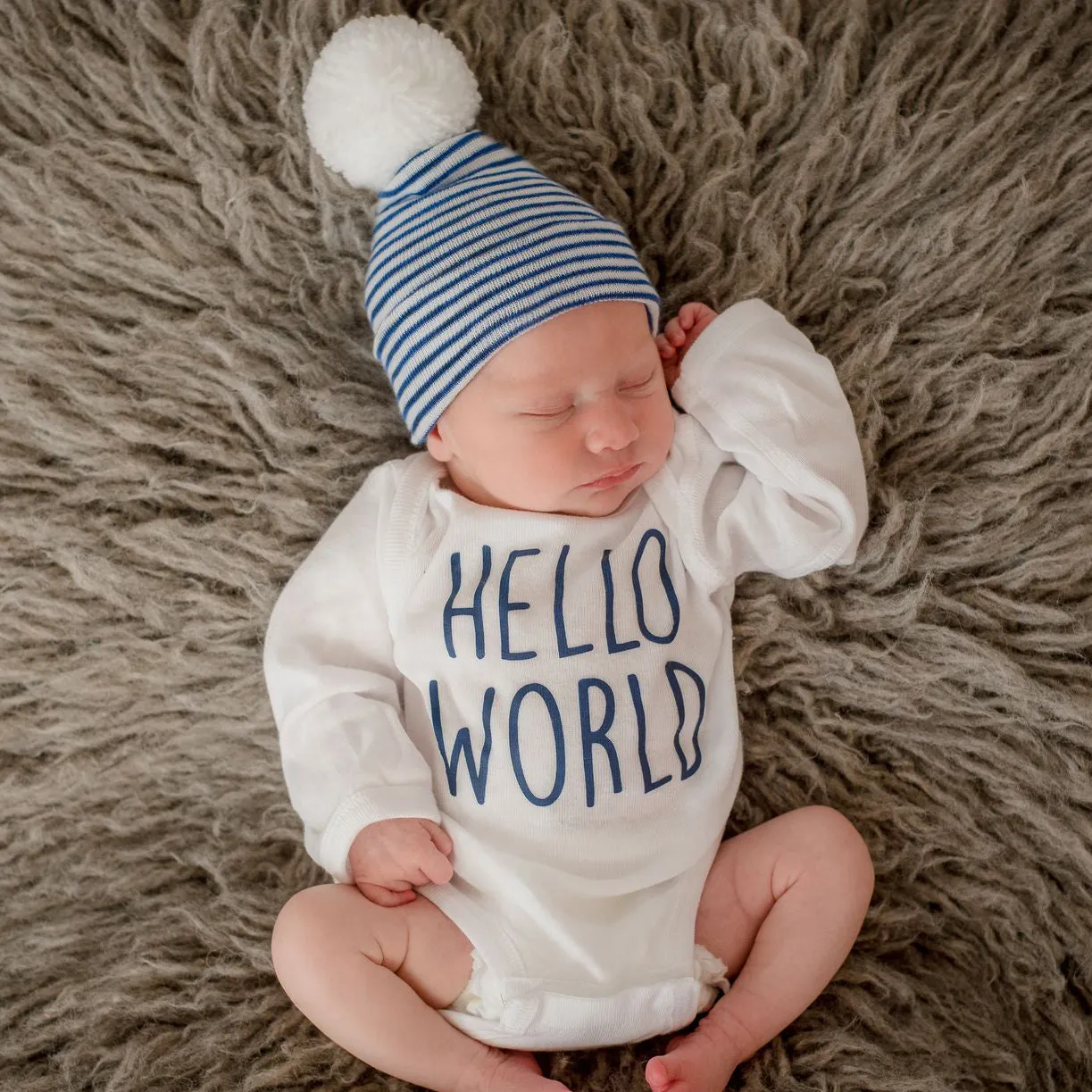 Newborn Boy Welcome Home Kit, Baby Boy Hospital Hat Onesie, Blue & White Color Infant Hat Newborn Hat