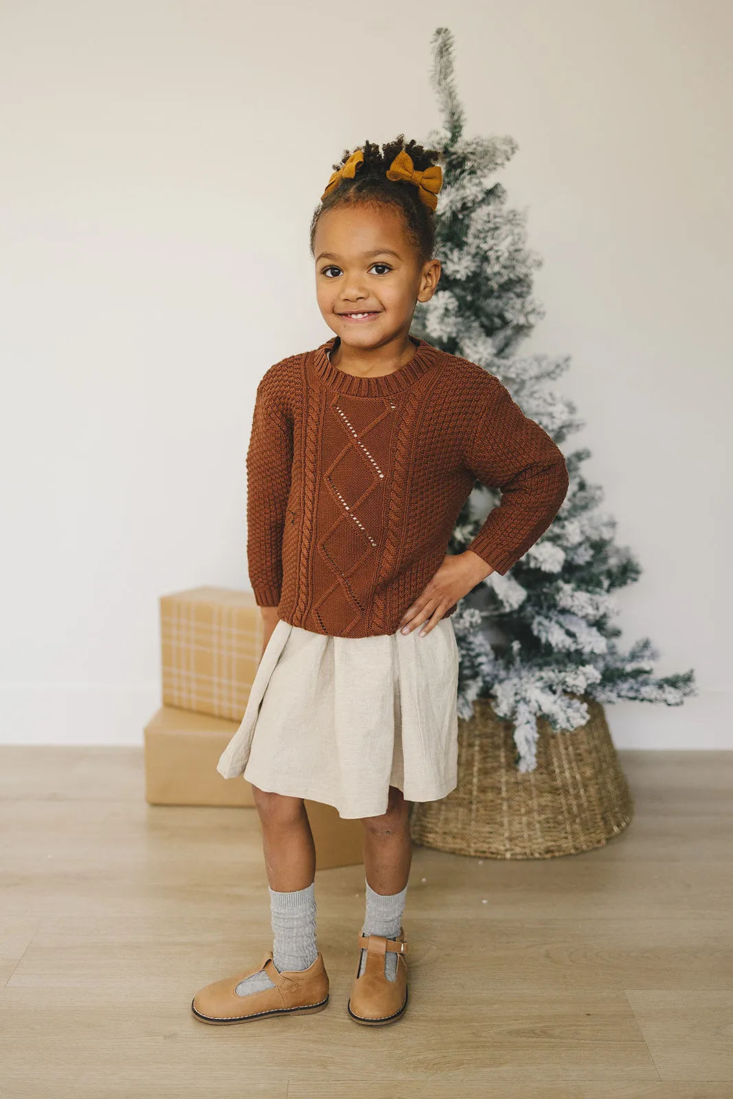 Oatmeal Linen Dress With Bloomers