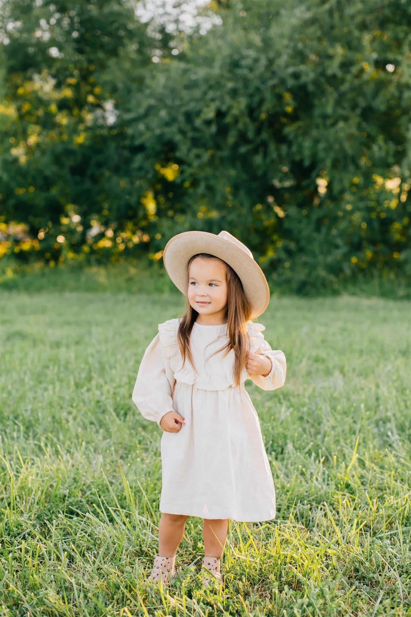 Oatmeal Linen Dress With Bloomers