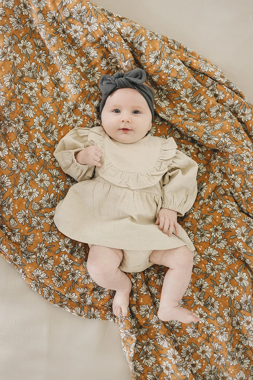 Oatmeal Linen Dress With Bloomers