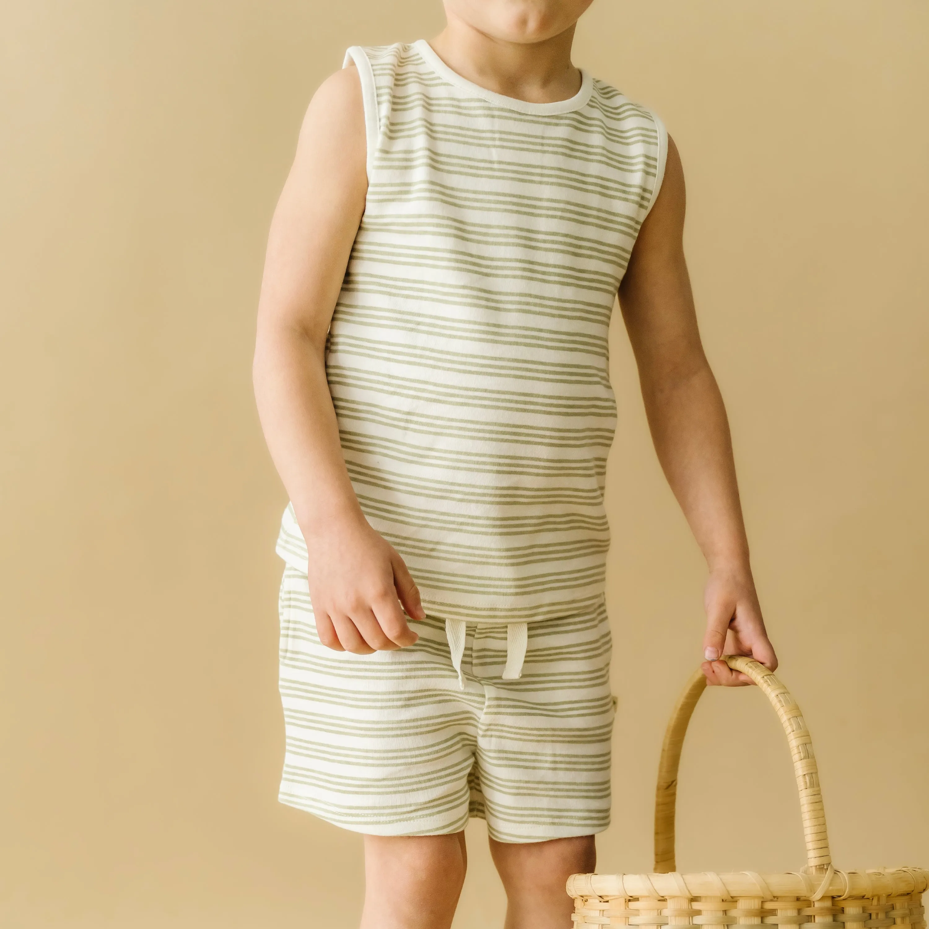 Organic Baby Toddler Tee & Shorts - Foam Stripes