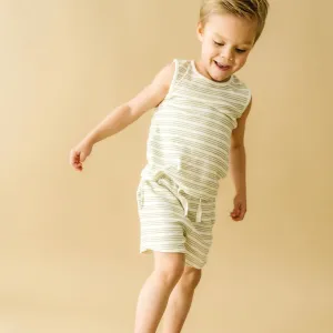 Organic Baby Toddler Tee & Shorts - Foam Stripes