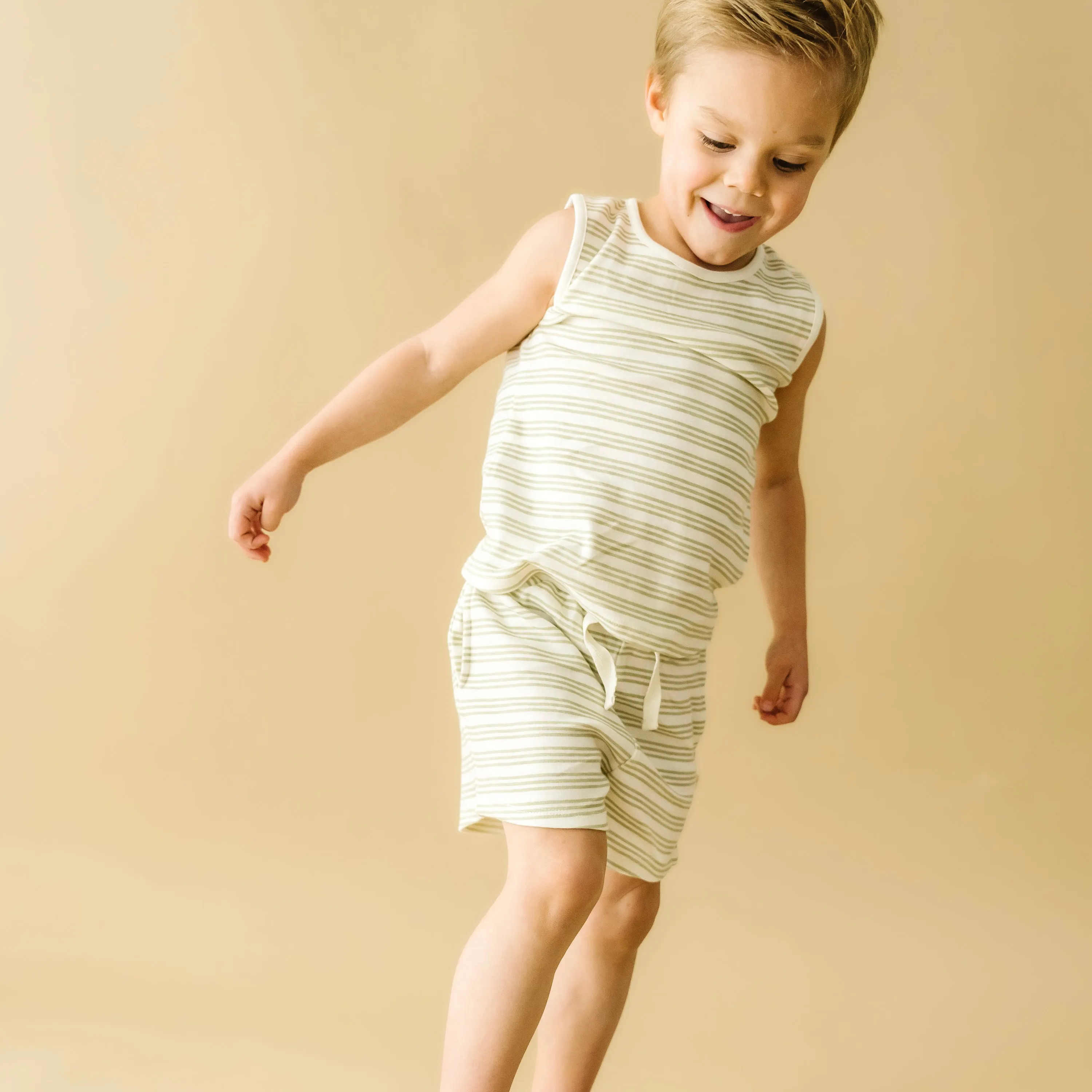 Organic Baby Toddler Tee & Shorts - Foam Stripes