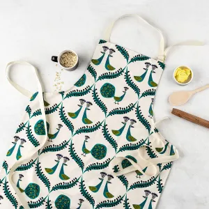 Peacock Apron in unbleached, organic cotton x 4