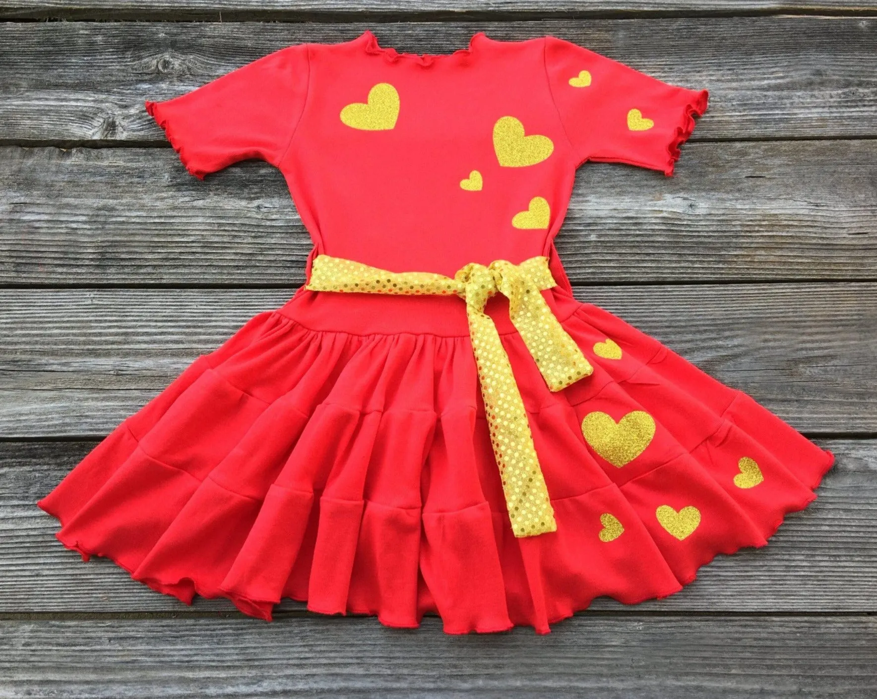 Red Gold Heart Valentines Day Dress