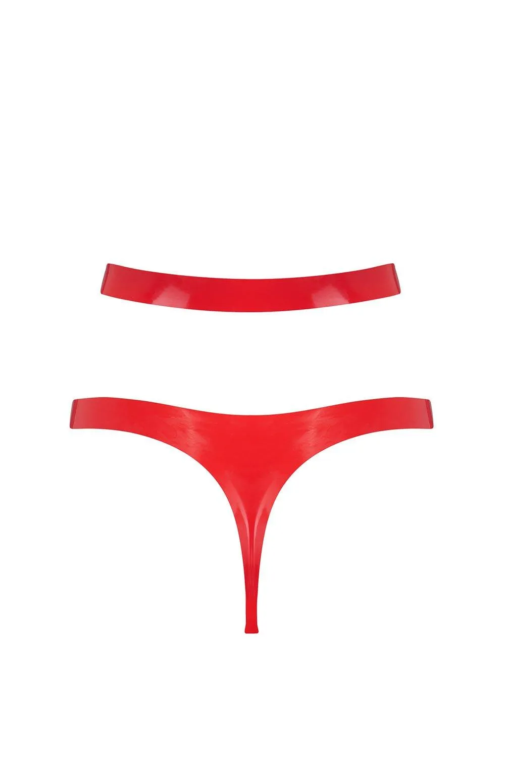 Scarlet Red Latex Cut Out Thong