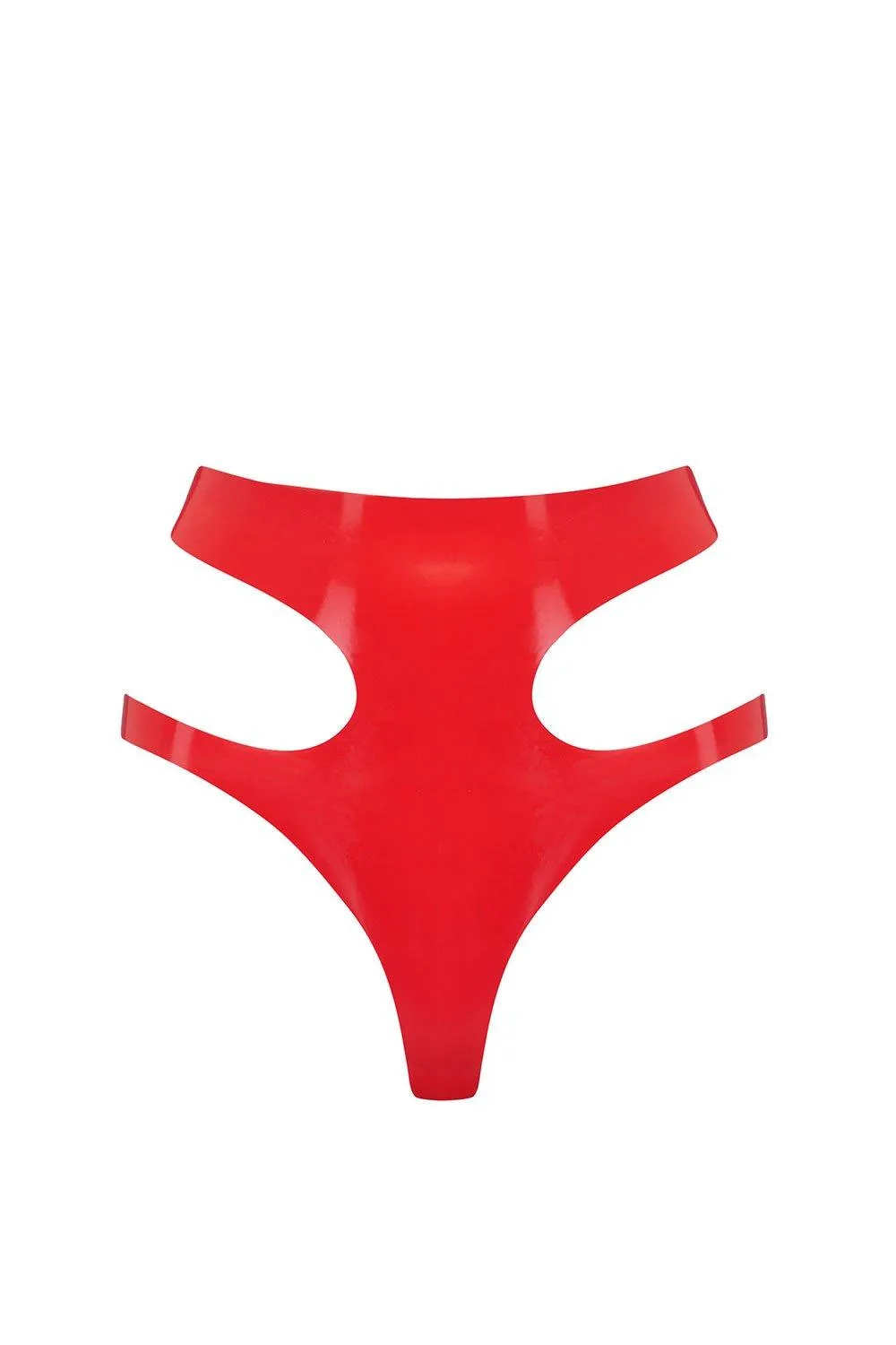 Scarlet Red Latex Cut Out Thong