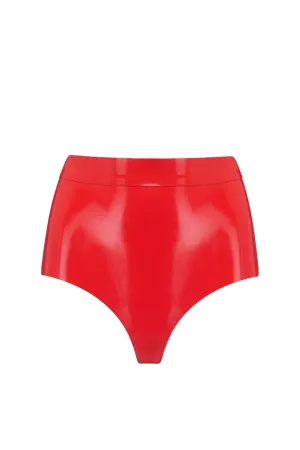 Scarlet Red Latex Disco High Waist Pant