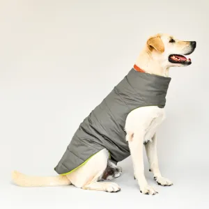 Skatrs Smokey Grey Puffer Reversible Jacket for Dogs and Cats | With Adjustable Baby Velcro