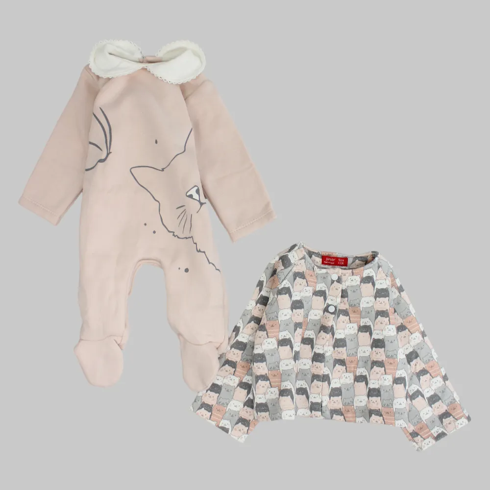 Sleepy Cats Long-Sleeved Baby Footie   Jacket