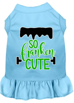 So Franken Cute Screen Print Dog Dress Baby Blue 4x