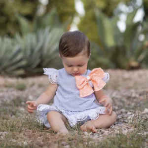 SS21 Rochy Baby Girls Puntilla Blue & Coral Bow Jam Pants Set