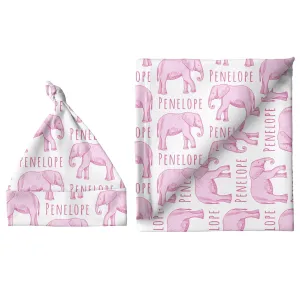 Sugar   Maple Large Blanket & Hat Set - Elephant Pink