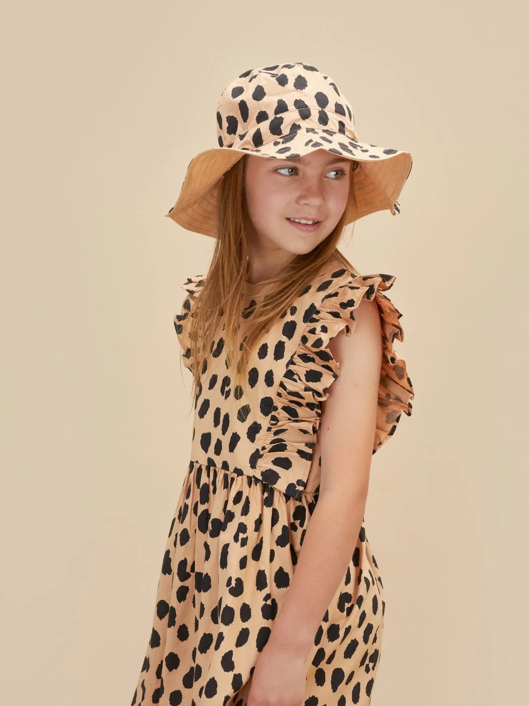 The Huxbaby Spotty Bucket Hat - Camel - BABY