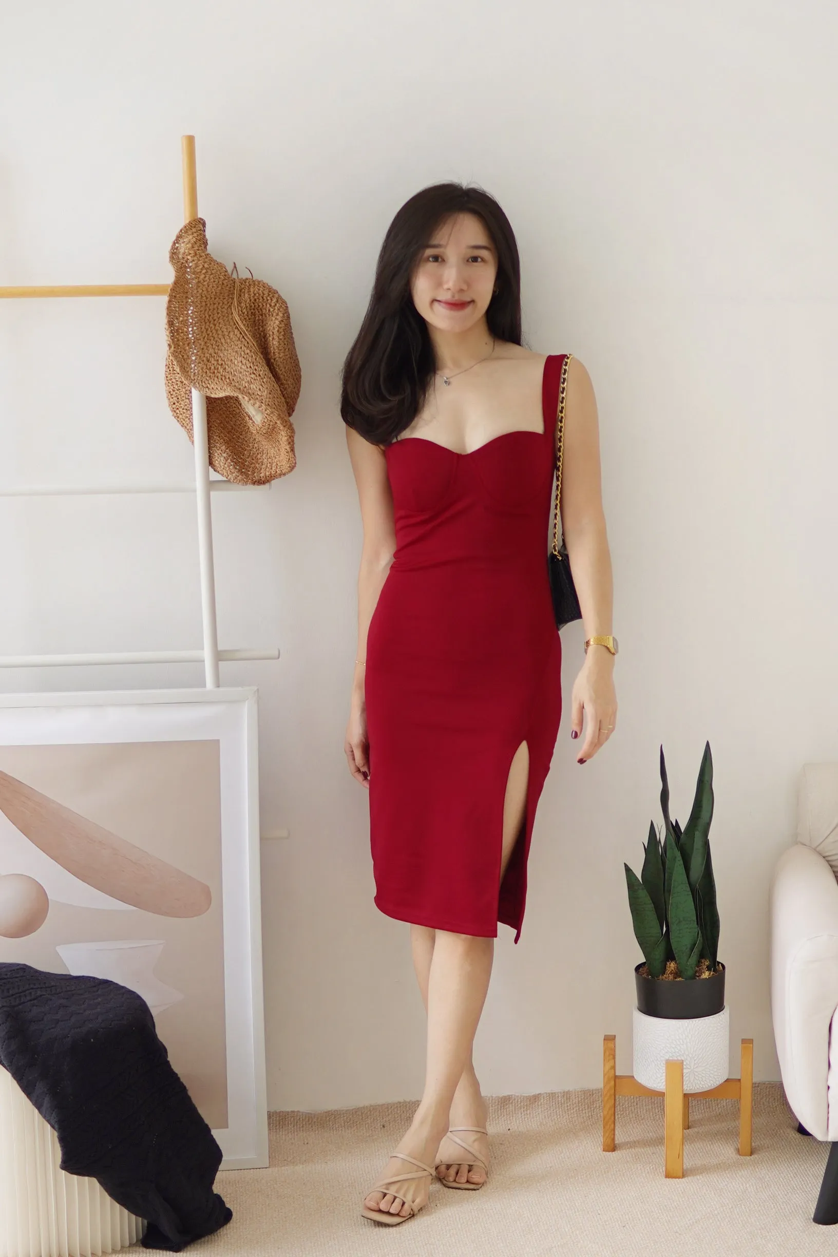 THERESA PADDED SLIT DRESS