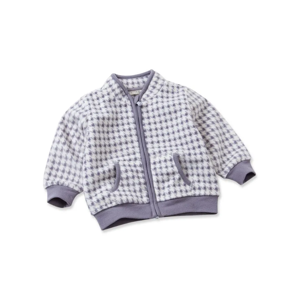 Toddler Boy's Grey "Harry" Houndstooth Zip-Up Fleece Jacket