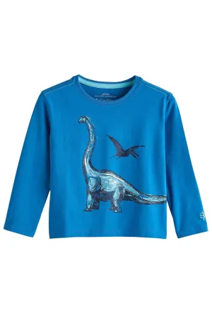 Toddler Coco Plum Everyday Long Sleeve Graphic T-Shirt  |  Classic Blue Brontosaurus