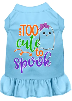 Too Cute To Spook-girly Ghost Screen Print Dog Dress Baby Blue 4x