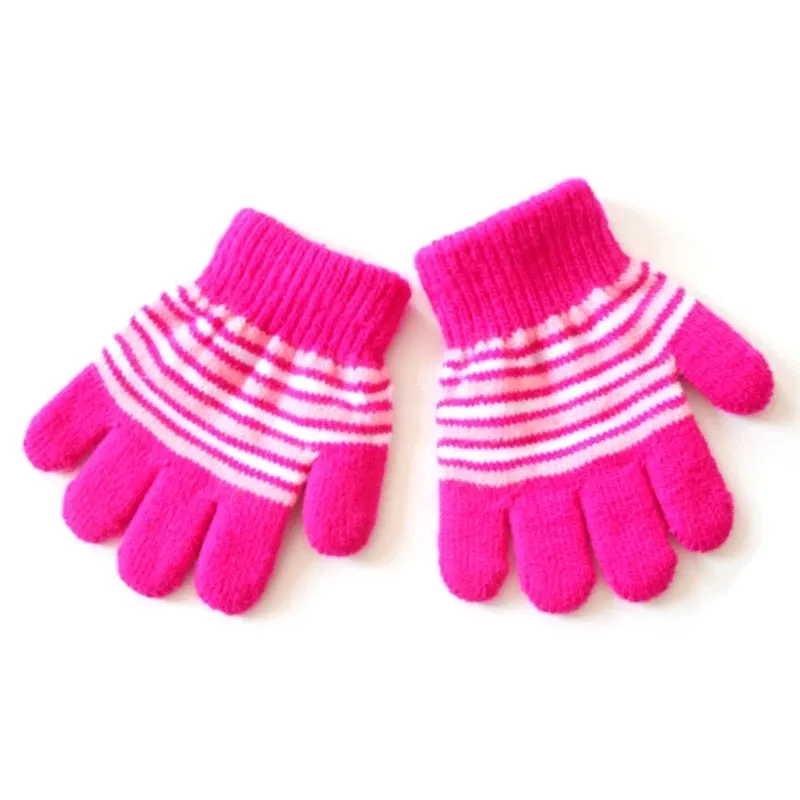 Winter Knitted Children's Gloves Full Finger Boy Girl Glove Warm Thick Kids Gloves Baby Gloves Candy Color Cotton Mittens